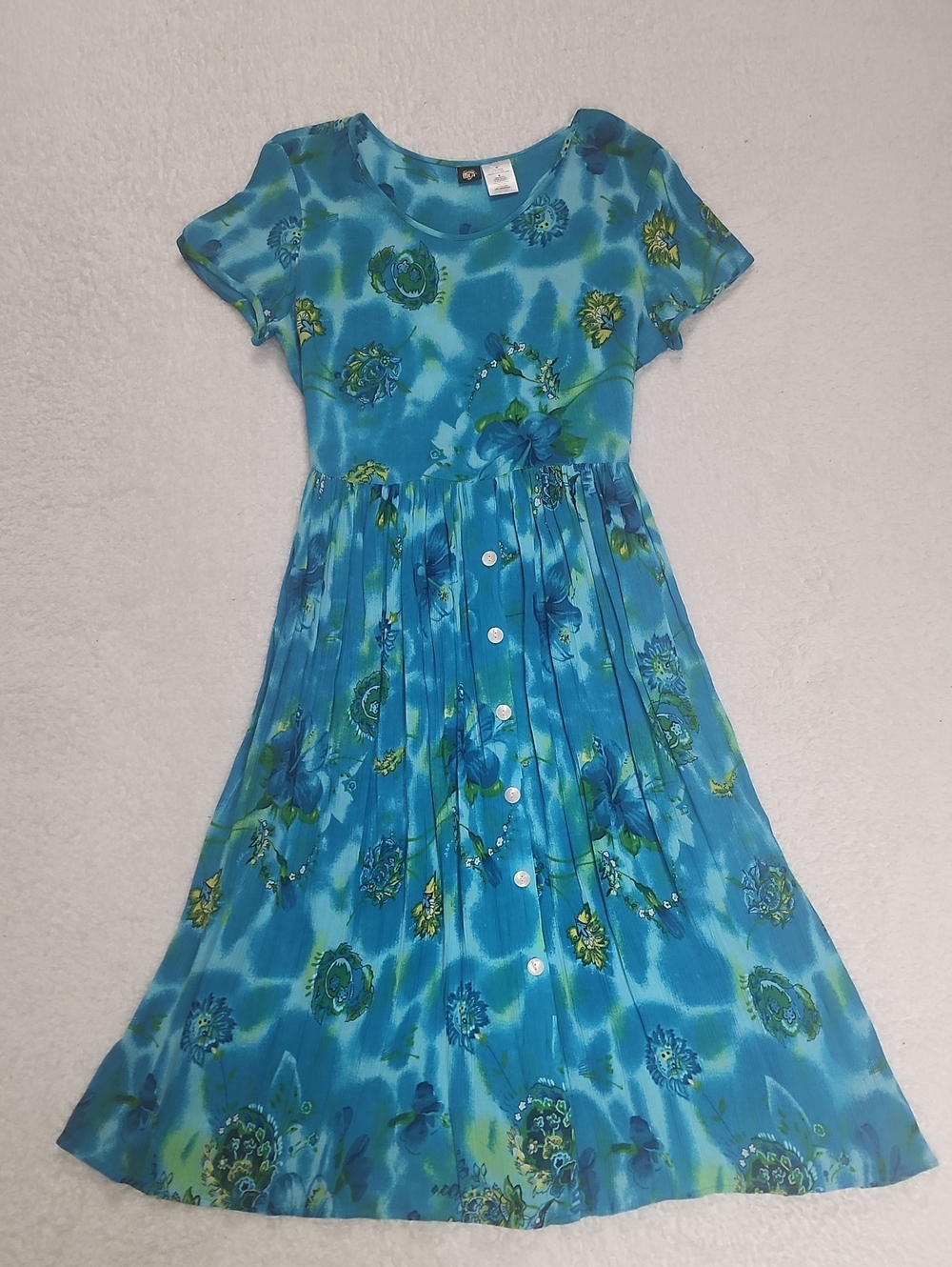 Vintage 90's Bila Short Sleeve Floral Print 100% Rayon Dress